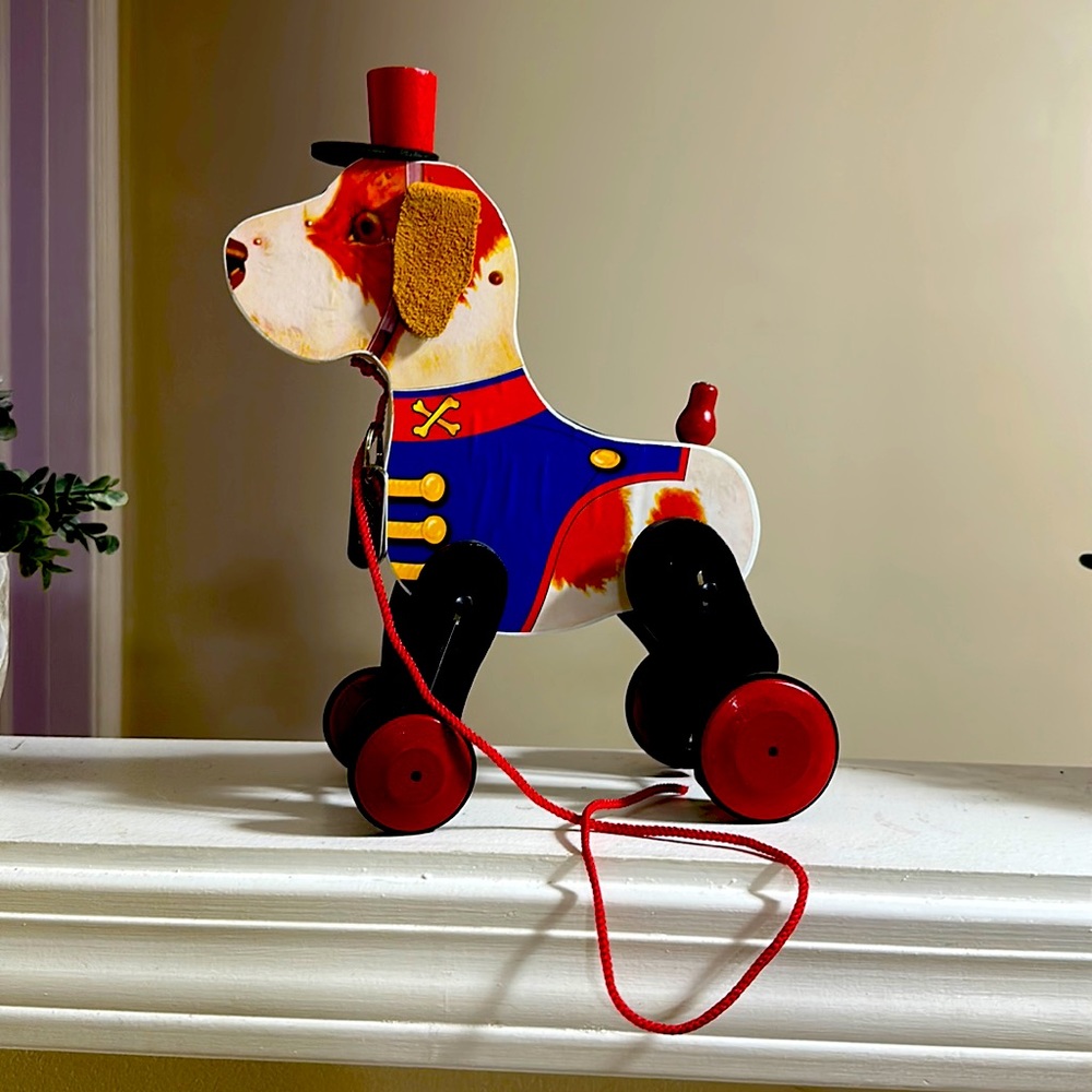 VTG Fisher Price Pull-Along Wooden Dog